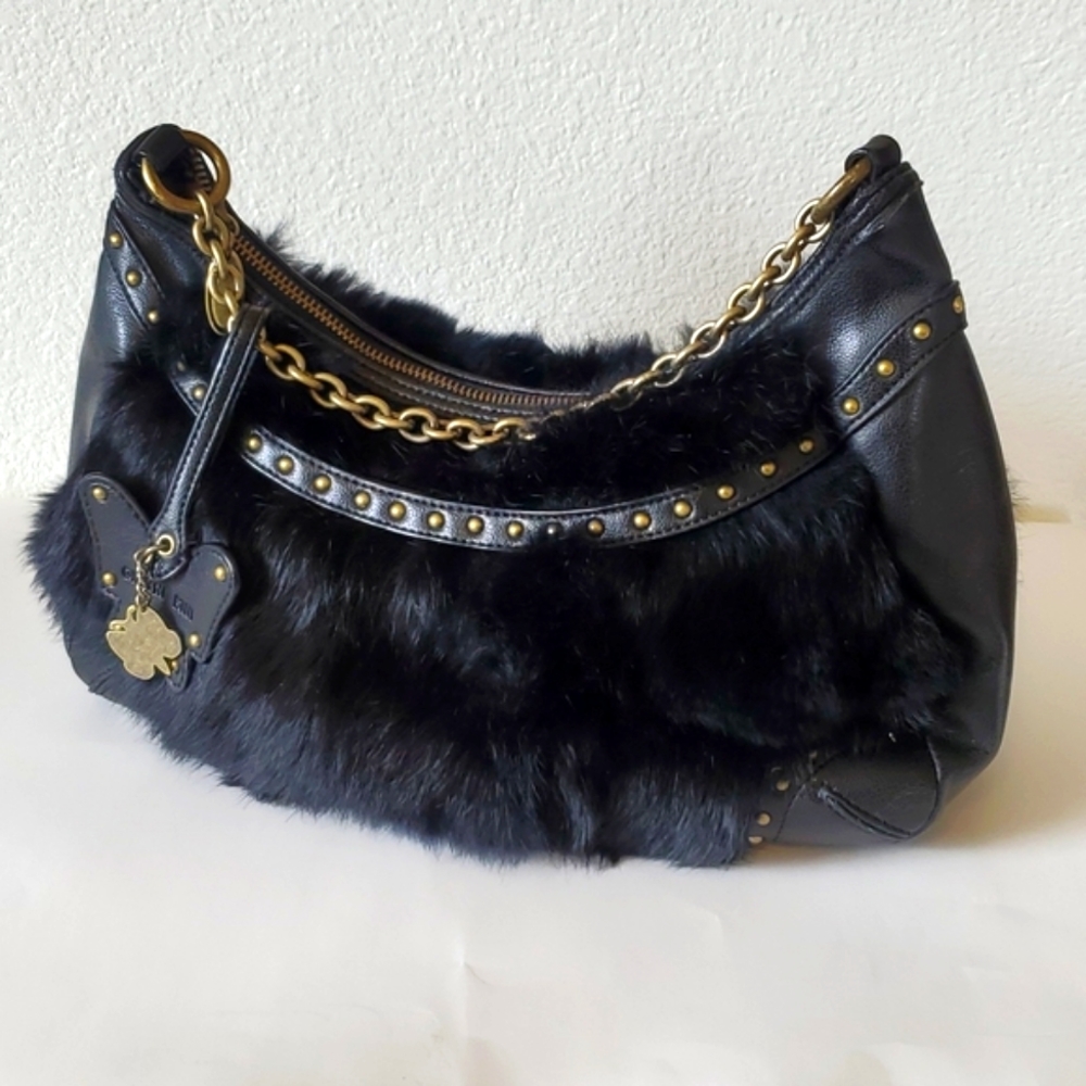 Gianni Bini Black Faux Fur Shoulder Bag